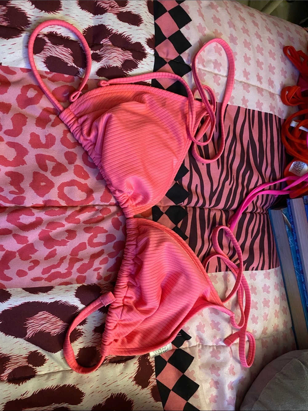 Pink triangle bikini *top only*